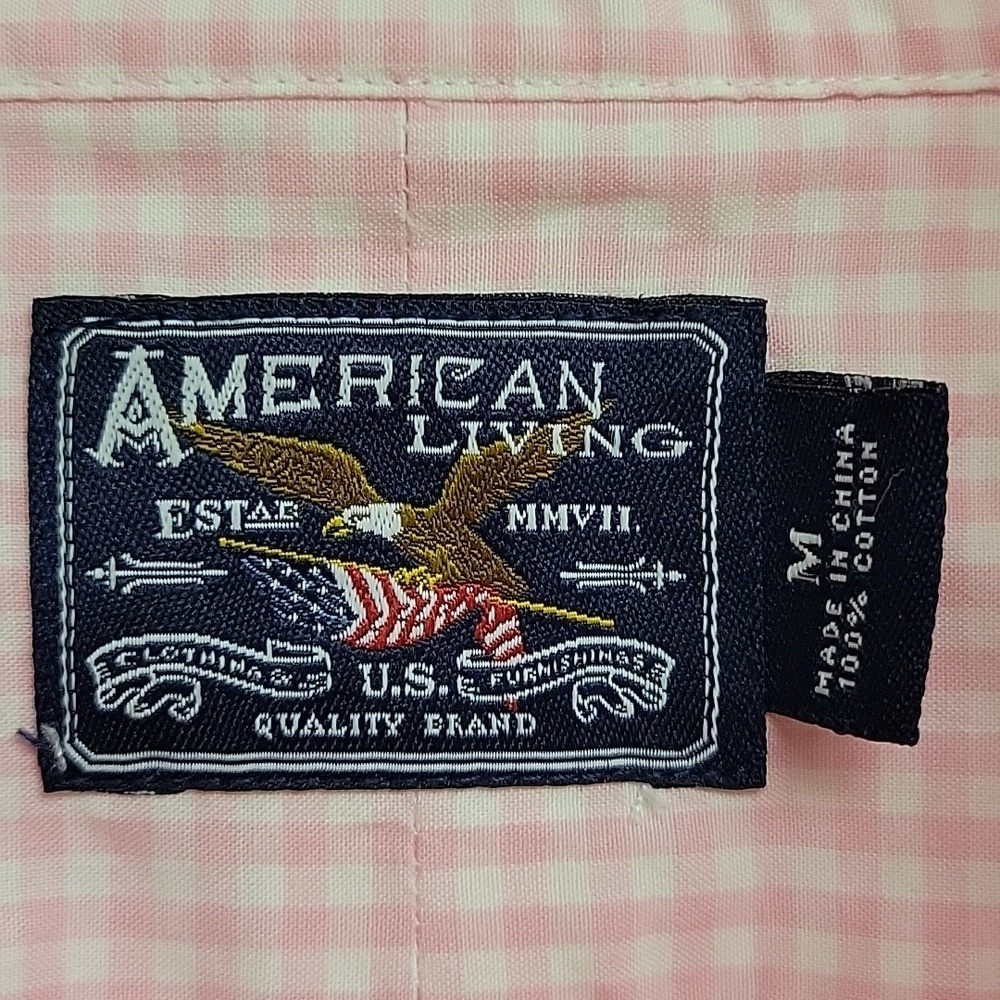 American Living Pink Gingham shirt Medium. New farmhouse cottagecore - Picture 2 of 5